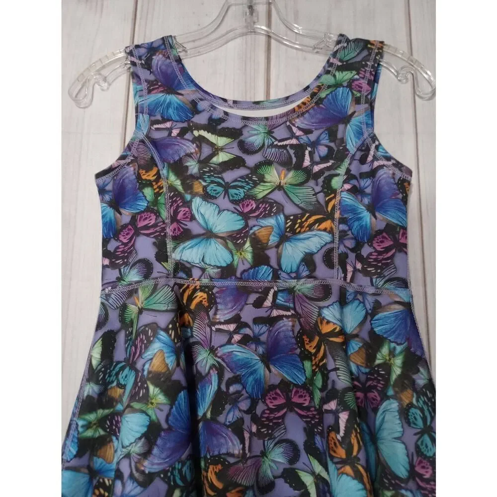 Children's Place‎ Dress Girls 10 Butterfly Purple Sleeveless Stretch - Picture 3 of 6